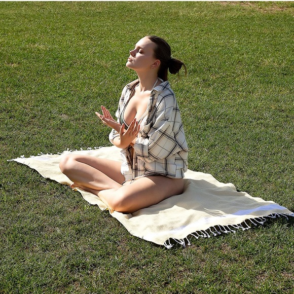 37x71 Turkish Beach Towel, 100% Cotton Pre-Washed Quick Dry - Picture 6 of 9